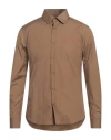 Sandro Man Shirt Khaki Size M Cotton In Beige