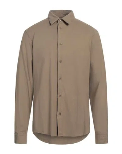 Sandro Man Shirt Khaki Size Xl Cotton In Beige