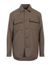 Sandro Man Shirt Khaki Size Xl Polyester, Virgin Wool In Beige