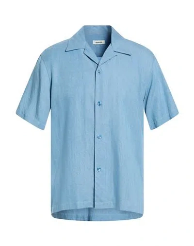 Sandro Man Shirt Light Blue Size Xl Lyocell