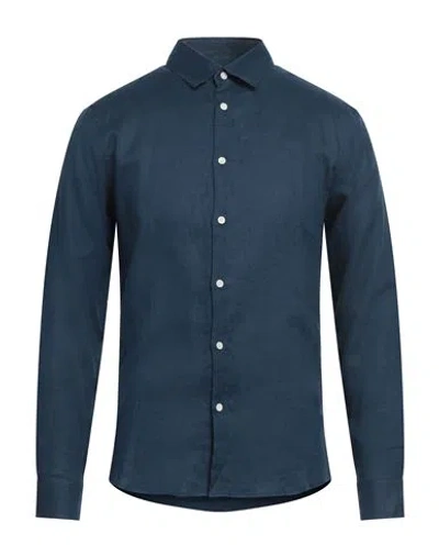 Sandro Man Shirt Midnight Blue Size L Linen