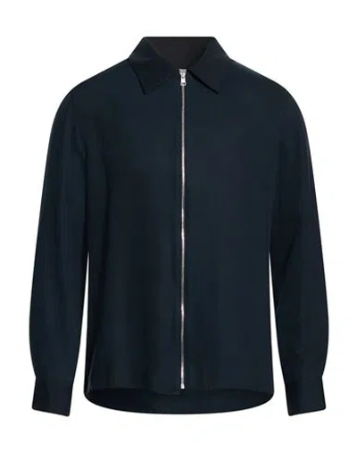 Sandro Man Shirt Midnight Blue Size Xl Lyocell, Viscose