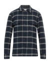 Sandro Man Shirt Navy Size S Cotton, Wool In Navy Blue