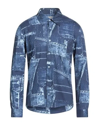 Sandro Man Shirt Navy Size Xl Cotton In Multi