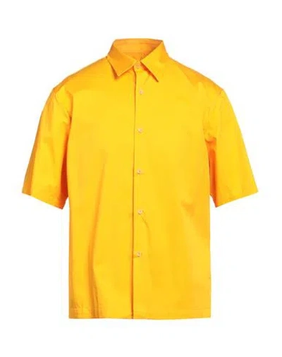 Sandro Man Shirt Orange Size M Cotton, Elastane