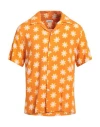 Sandro Man Shirt Orange Size Xs Viscose In Orange