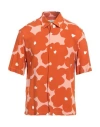 Sandro Man Shirt Orange Size Xxl Viscose In Orange