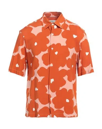 Sandro Man Shirt Orange Size Xxl Viscose