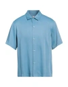 Sandro Man Shirt Pastel Blue Size Xl Acetate, Viscose