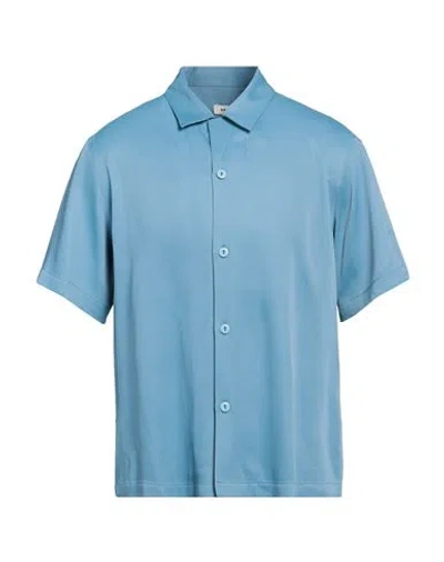 Sandro Man Shirt Pastel Blue Size Xl Acetate, Viscose