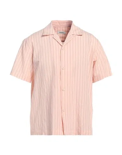 Sandro Man Shirt Salmon Pink Size S Viscose, Polyamide