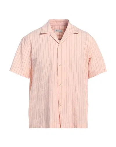 Sandro Man Shirt Salmon Pink Size L Viscose, Polyamide