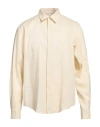 Sandro Man Shirt Sand Size Xl Cotton, Linen, Lyocell In Beige