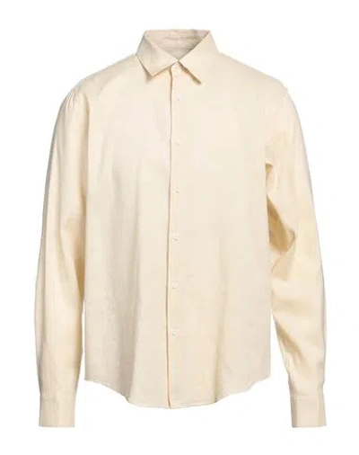 Sandro Man Shirt Sand Size L Cotton, Linen, Lyocell In Beige
