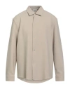 Sandro Man Shirt Sand Size Xl Polyester, Viscose, Elastane In Neutral