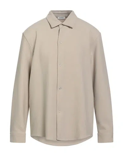Sandro Man Shirt Sand Size Xl Polyester, Viscose, Elastane In Neutral
