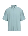 Sandro New Pleated Short Sleeve Button-up Shirt In Blue