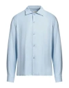Sandro Man Shirt Sky Blue Size Xl Viscose In Blue