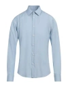 Sandro Man Shirt Sky Blue Size Xl Viscose In Blue