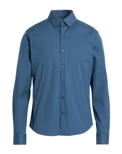 Sandro Man Shirt Slate Blue Size Xl Cotton, Polyamide, Elastane