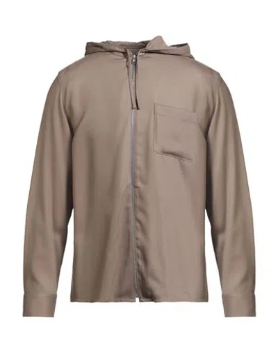 Sandro Man Shirt Taupe Size M Lyocell, Viscose In Brown