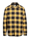 Sandro Grunge Checkered Cotton Overshirt In Yellow