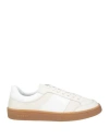 Sandro Man Sneakers Off White Size 9 Leather, Textile Fibers In Off White