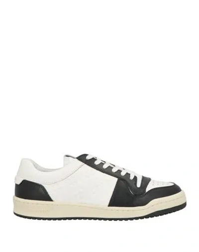 Sandro Man Sneakers White Size 9 Leather, Textile Fibers