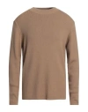 Sandro Man Sweater Camel Size Xl Cotton, Polyester In Beige