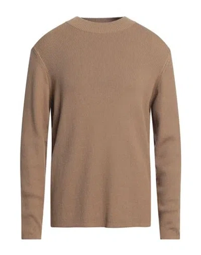 Sandro Man Sweater Camel Size Xl Cotton, Polyester In Beige