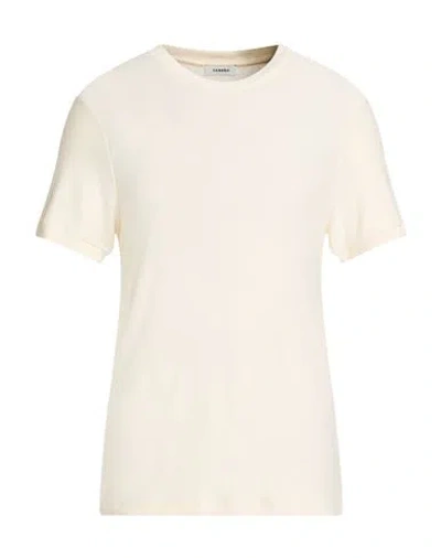 Sandro Man Sweater Cream Size L Viscose, Polyamide In Neutral