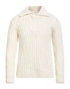 Sandro Man Sweater Ivory Size Xl Wool In White