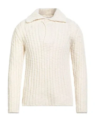 Sandro Man Sweater Ivory Size Xl Wool In White