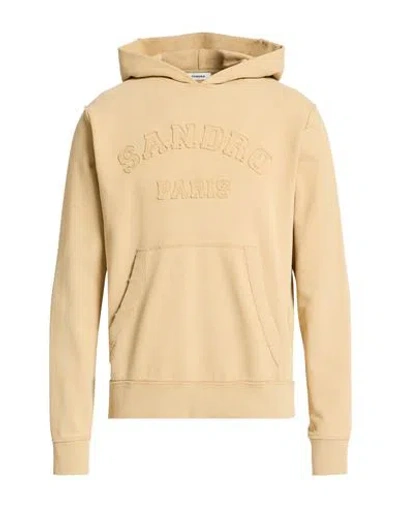 Sandro Man Sweatshirt Beige Size Xl Cotton In Brown