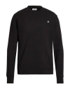 Sandro Man Sweatshirt Black Size L Cotton, Elastane