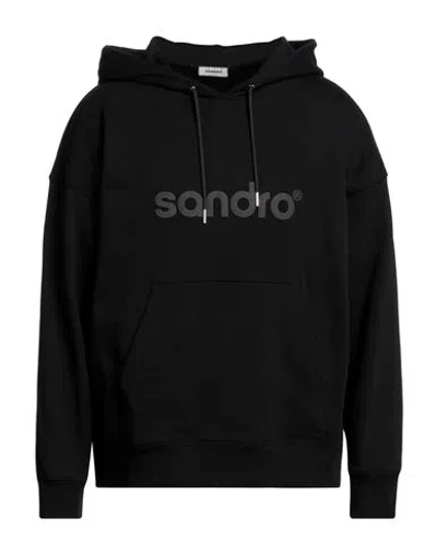 Sandro Man Sweatshirt Black Size Xl Cotton, Elastane
