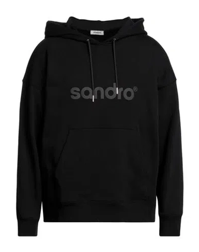 Sandro Man Sweatshirt Black Size S Cotton, Elastane
