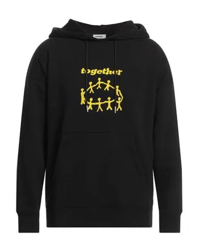 Sandro Man Sweatshirt Black Size Xl Cotton, Elastane
