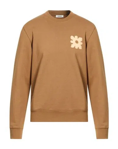 Sandro Man Sweatshirt Camel Size Xl Cotton In Brown