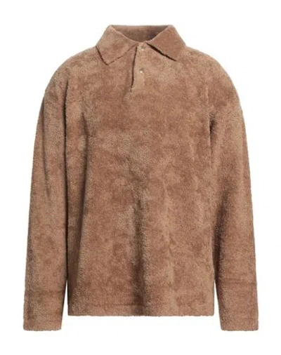 Sandro Man Sweatshirt Camel Size L Cotton, Polyamide In Beige