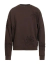 Sandro Man Sweatshirt Chocolate Brown Size Xl Cotton In Brown