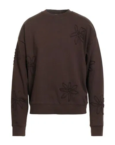 Sandro Man Sweatshirt Chocolate Brown Size Xl Cotton
