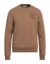 Sandro Man Sweatshirt Light Brown Size M Cotton, Elastane, Polyurethane In Beige