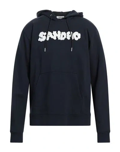 Sandro Man Sweatshirt Midnight Blue Size Xl Cotton, Elastane, Acrylic, Wool