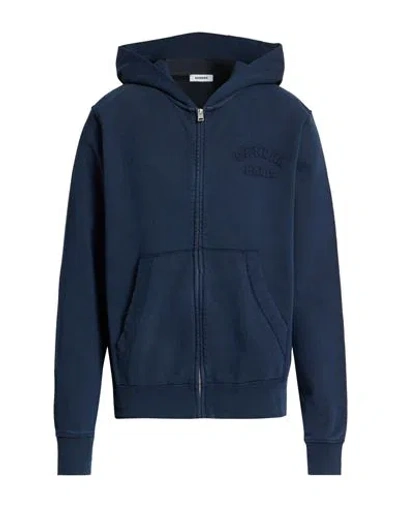 Sandro Man Sweatshirt Navy Size Xl Cotton In Blue