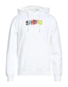 Sandro Man Sweatshirt Off White Size Xl Cotton, Elastane In White