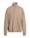Sandro Man Sweatshirt Sand Size Xl Cotton, Elastane In Beige