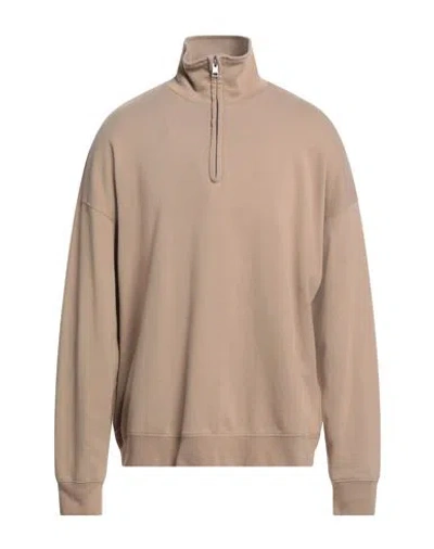 Sandro Man Sweatshirt Sand Size Xl Cotton, Elastane In Beige