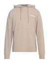 Sandro Man Sweatshirt Sand Size Xl Cotton, Elastane, Rubber In Neutral
