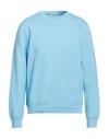 Sandro Man Sweatshirt Sky Blue Size Xl Cotton, Elastane In Blue